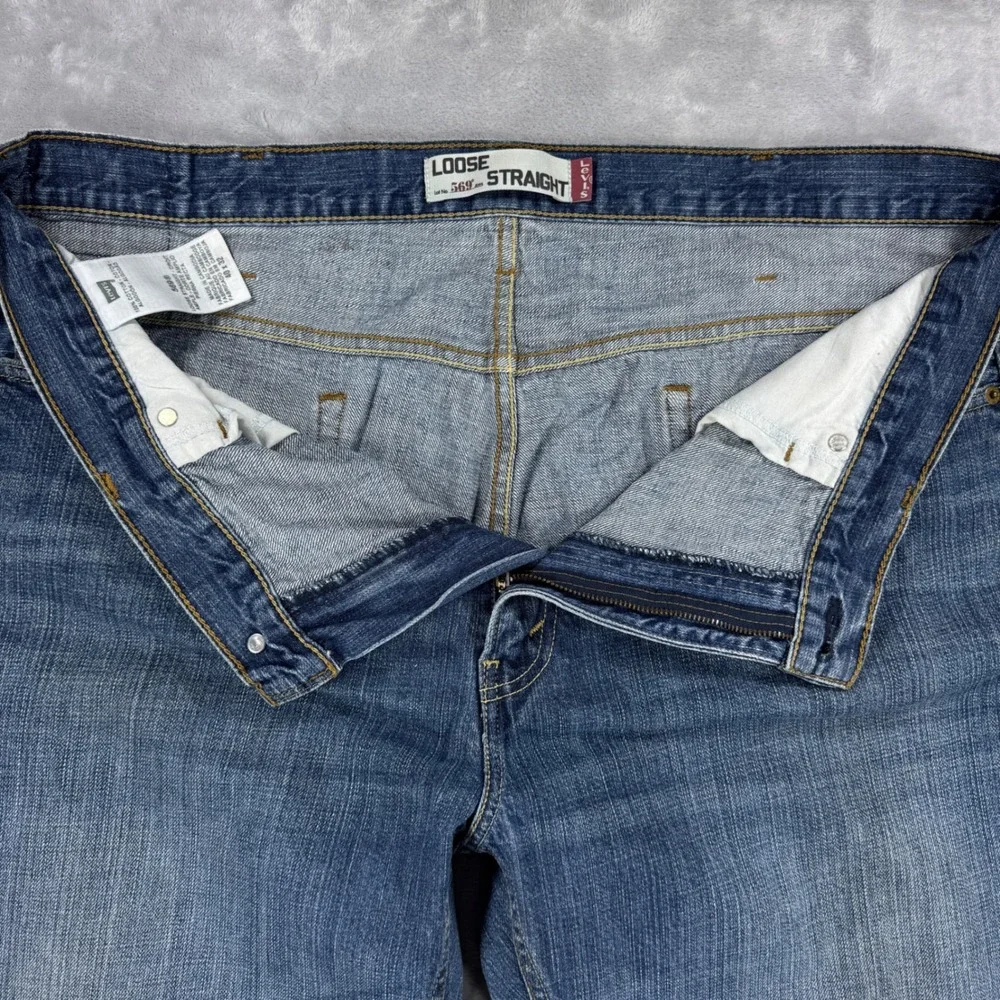 LEVI'S 569 Loose Straight Jeans Mens 40x32 Blue Faded‎ Baggy Y2K Retro